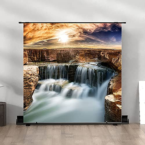 Projector Screen, Portable Floor Standing Pull Up for Indoor Outdoor Movies, Conferences, Games, Easy to Use(72 inch)