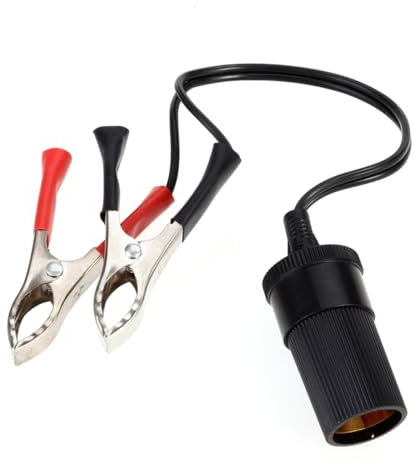 Gatuida Dc Zigarettenanzünder Adapter Mit Batterieklemmen Für Auto Boot Volt-geräte Kabel Gauge Draht Zangenlänge Starke Clips Aus Abs Und Edelstahl
