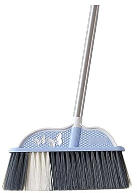 QXSJEDYCH Large Broom and Dustpan Set Stainless Steel Long Handle Standing Cleaning Brush with Dustpan Dustpan(Purple)
