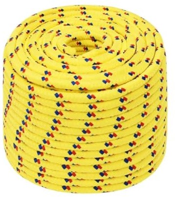 Somanki Bootsseil Gelb 12 mm 25 m Polypropylen, Ankerleine, Boot Fenderleine, Festmacherleine, Tauwerk, Kletterseil, Wurfleine, Schaukelseile, Schwimmleine - 152617