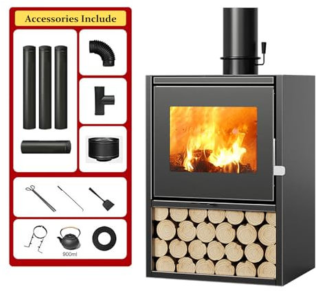 Cast Iron Wood Burning Stove, Black Log Burner Stove, Multi Fuel Stove For Indoor Outdoor Heating/Camping(Size:60x49x85cm)