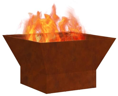 vidaXL Tazón de Fuego Oxidado 60 x 60 x 35 cm Acero Oxidado | Lo suficientemente liviano para llevarlo de un lugar a otro sin problema, Hecho para durar con materiales que no se oxidan,