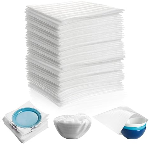 Packaging Material Bubble Wrap Moving Pack of 100 Foam Film for Moving Boxes Boxes Tableware Glasses Wine Bottles Shipping (20 x 20 cm, Pack of 100)