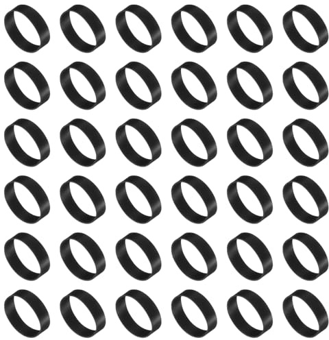 sourcing map 60Pcs Silicone Rubber Bands,17mm/0.7 Rubber Bands Rings Cable Ties Strong Elastic Bands Non-Slip for Cord Wrapping Bag Wraps, Black