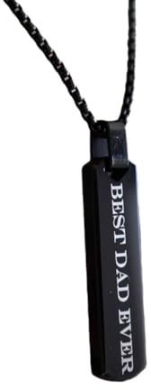 Generico Collana Uomo Personalizzabile 4 Lati in Acciaio Inossidabile – Ciondolo Inciso con Nomi, Frasi o Date – Idea Regalo per Papà, Fidanzato, Amico (Nero)
