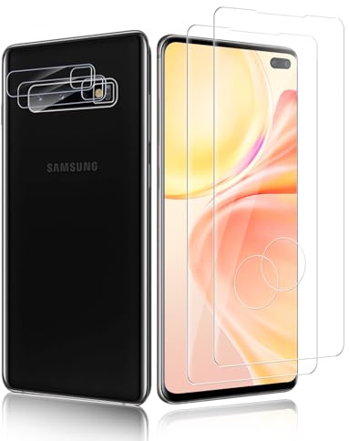 Carantee Schutzfolie für Panzerglas für Samsung Galaxy S10 Plus Displayschutz, 2+2 Stück Schutzglas Folie mit Kameraschutz, 9H Härte Kratzfest Panzerfolie, Hohe Empfindlichkeit S10+ Panzer Schutz Glas