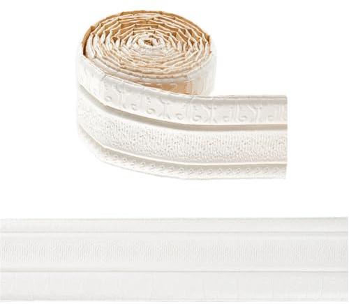GORGECRAFT Moldura de Espuma Flexible Autoadhesiva de 2.3m×7.9cm Borde de Pared 3D con Líneas Despegables Borde de Papel Tapiz Decorativo para el Hogar Hotel Espejo Pared Techo Blanco Floral