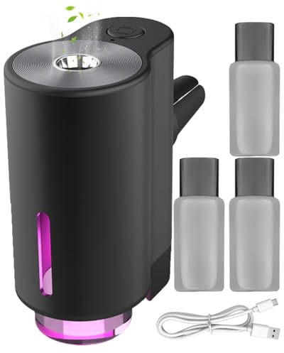SVCEQZE Ambientador Inteligente, 3 X 4.6 X 6.1cm Difusor Aire Eléctrico Para Coche, Ambientador Inteligente Para Coche, 200mAh Clip De Difusor De Aceite Recargable Ventilación De Aire Spray