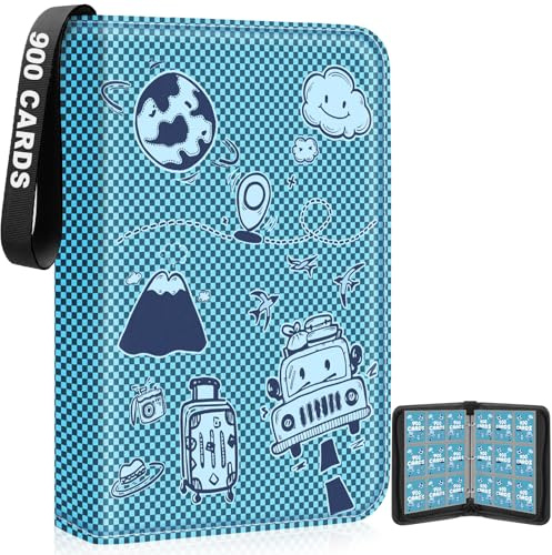 Trading Card Binder 9 Pocket Holds 900 Cards with 3 Ring | 50 Removable Sleeves | Premium Zippered Storage Case for Sports Cards,Game, photocards | Album Gift for Boy and Girls Collector Deep Blue