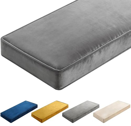 Wenqik Bench Cushions for Indoor Furniture 42x16x4 Inch Velvet Window Seat Cushions Thicken Tufted Bench Pad Memory Foam for Kitchen Dining Bay Patio Porch Swing
