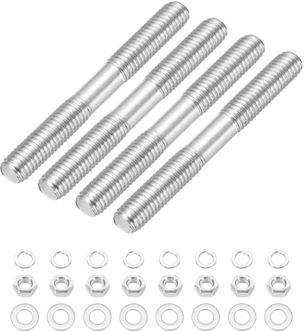 sourcing map Lot de 4 vis à goujons à double extrémité M8 x 70 mm en acier inoxydable 304 à double filetage avec rondelle d'écrou pour l'entretien de la maison, ancrage structurel, vis de fixation
