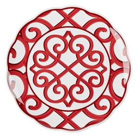 HARMONIA Vassoio Tondo in Melamina, Resistente agli Urti, Lavabile in Lavastoviglie (Rosso brillante)