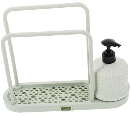 NUOBESTY Kitchen Sink Organizer with Hanging Rack Draining Sponge and Dishcloth Holder Space-saving Multi-use Kitchen Sponge Holder for Countertop Storage and Cleaning Supply Organization