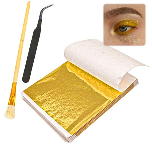 Bohrma 200 Blatt blattgold zum basteln Blattgoldpapier Blattgold Acrylmalerei, geeignet für DIY-Bastelarbeiten, Kunsthandwerk und Nagelkunst.