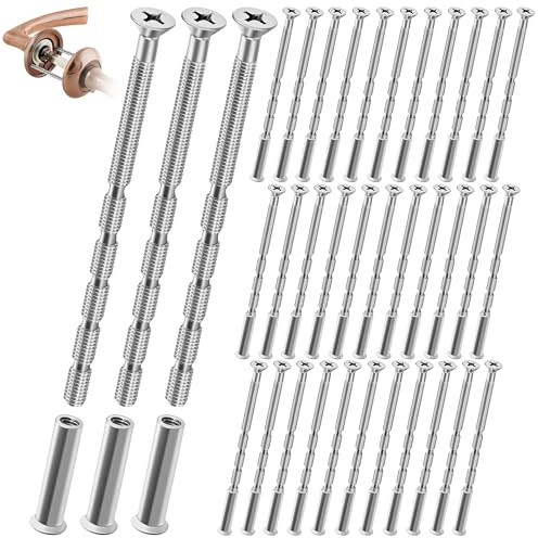 Gomeer 36 Sets M3 Door Handle Screws,m3 Bolts Through Connecting Bolts and Sleeves for Fixing Door Handle Roses Knobs Door Lock and Escutcheons