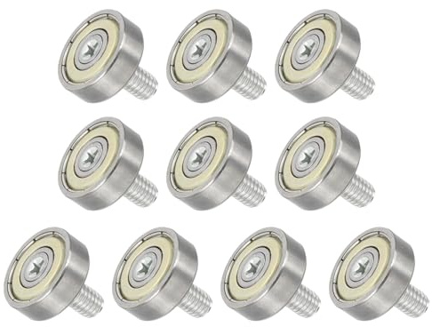 QUARKZMAN 10Pz Rotelle Box Doccia 19mm x 6mm Passo 2mm, Ruote di Ricambio Puleggia a Rulli con Cuscinetti in Acciaio per Guida Binari per Porte Scorrevoli Finestre, M6 x 10mm Filettatura