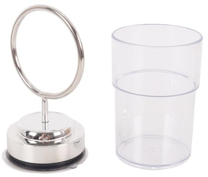 Alide Sucti-on Cup Toothbrush Tumbler Holder, Wall Mounted Stainless Steel Toothpaste Glass Tumbler, for Lavatory, Bathroom