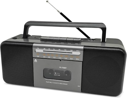 CTDZLED Portable Cassette Player/Recorder with Bluetooth, AM/FM/SW Radio, 10W Dual Speakers, USB/TF, Built-in Mic, Mains/Battery, Earphone Jack