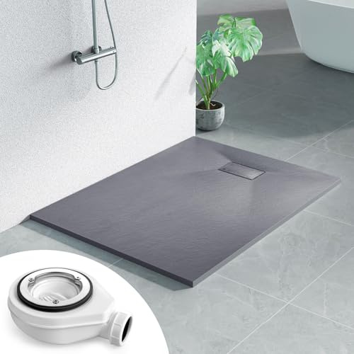 Heilmetz SMC Duschwanne 120 x 90 cm Grau, flach 2,6 cm inkl. Ablaufgarnitur
