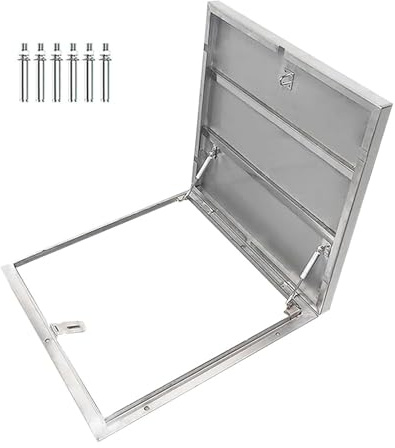 Stölddörr i rostfritt stål med hydrauliska stavar – rymningsluckskydd för takunderhåll i hem och kommersiella byggnader (95 x 85 cm) – & säker