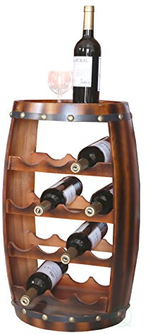 Wooden Barrel Shaped 14 Bottle Wine Rack