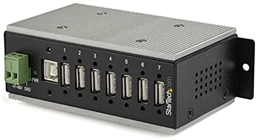 StarTech.com Hub Concentrador Ladrón USB 2.0 de 7 Puertos Industrial - Con protección de 15kV contra Descargas - de Montaje en Carril DIN