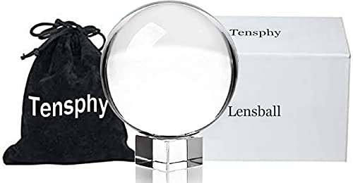 Tensphy K9 Kristallkugel mit Ständer 80 mm / 3.15 Zoll Clear Art Decor K9 Kristall Prop für Fotografie Dekoration (3.15“/ 8CM) (2.4/ 6CM)