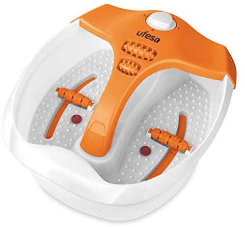 Ufesa BH5700 - Massagegerät,Fußsprudelbad mit Heizung, Sprudelfunktion, Hydromassage, 3-Massagemodus, Sprudelfunktion, Vibration, Infrarotwärme, Warmwasserbereitung, Spritzschutz, 4 Druckmassager