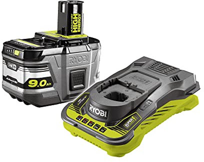 Ryobi 9,0 Ah High Energy Lithium+ Akku & Schnellladegerät ONE+ 18 V RC18150-190