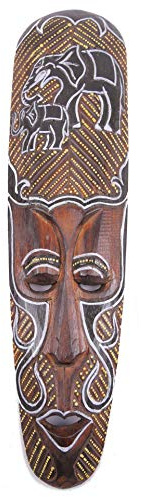 Máscara Africana de Madera, 50 cm, diseño de Elefantes.
