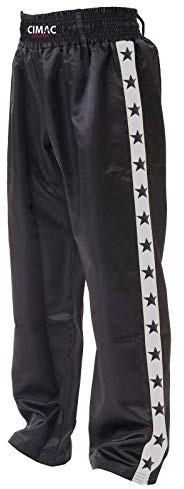 Cimac Kickboxing Satin Martial Arts Semi Contact Men Women Adult Kids Trousers Kick Boxing Pants (150cm) Black