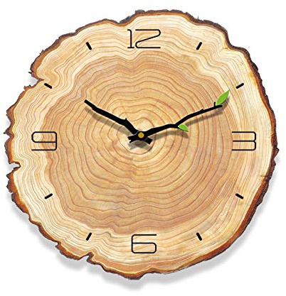 Beihaoer - Reloj de pared anual, 12 pulgadas, de madera, sin tictac, funciona con pilas, creativo, irregular, decorativo, silencioso, para la habitación de los niños, sala de estar en interiores