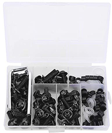 158-teiliges Universal Motorrad Verkleidungsschrauben-Set Schrauben Befestigungselemente Befestigung Sportbike Montage Kits Unterlegscheiben Muttern Schrauben Clips Sortiment(Schwarz)