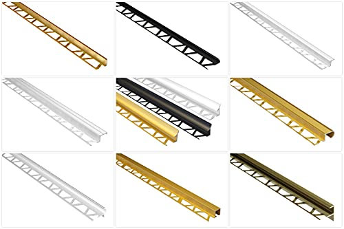 Effector Kakskena av anodiserad aluminium – kakelkanter skydd – (S-form profil silver) skena, kakellister, avslutningsprofil aluminium