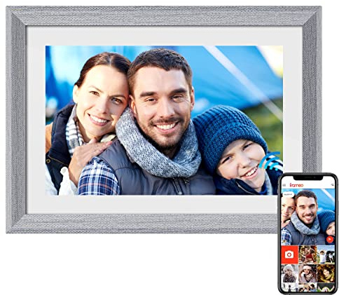 FRAMEO Digital Picture Frame WiFi 10.1 inch IPS Touch Screen HD Display,16GB Storage, Auto-Rotate,Easy Setup to Share Photos or Videos via Frameo APP