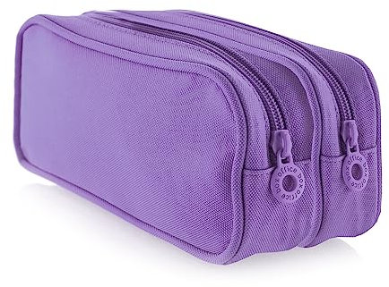 office box Astuccio portapenne doppio -Ref. 59811- Due ampi scomparti interni con cerniera, lavabile e molto resistente per trasportare materiale scolastico o come beauty case by Colorline, viola,