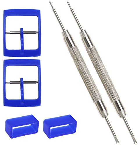 Be In Your Mind 2 Set Kit Di Fibbie E Passanti Per Cinturini Con Strumenti Per Barra A Molla Compatibile Con Swatch - Parti Di Ricambio Larghezza Interna 16mm, Blu