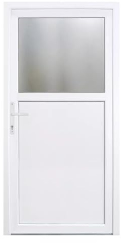 HORI Haustür Kellertür Kunststoff Nebeneingangstür Komplettset Hauseingangstür, vielseitig einsetzbar für Keller, Garage und Nebeneingang - Farbe: weiß - DIN links - Modell: Light - 210 x 110 cm