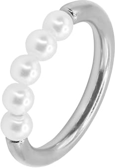 Heideman Ring Damen Enya Edelstahl und mit Perle weiß | Zarter Fingerschmuck für Alltag und besondere Anlässe, als Geschenk für Freundin, Mama oder Partnerin