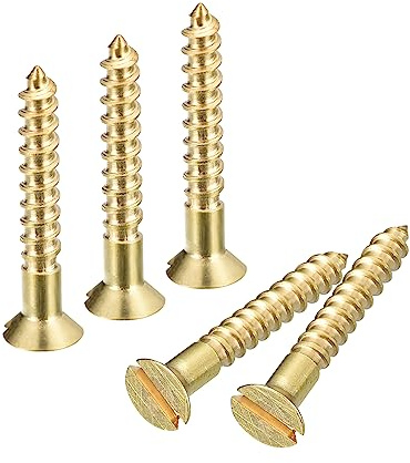 sourcing map Vis à Bois en Laiton Autotaraudeuse M3 x 20mm 40Pcs | Vis à Tête Plate à Entraînement Fendu, Fraisée pour Meubles de Menuiserie