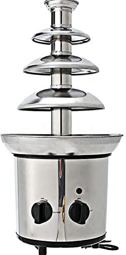 Chocolate Fountain, Stainless Steel Electric Melting Machine 3 Tiers For Nacho Cheese, BBQ Sauce, Ranch - 1.8kg Capacity - Easy to Assemble & Use