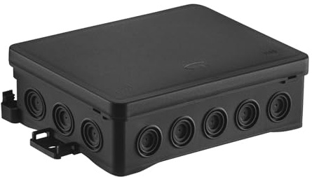 SIMET Anschlussdose FASTBOX&HOOK, halogenfrei, selbstverlöschend, UV-beständig, IP54, mit Einhängemöglichkeit HNS (black 90 x 135 x 40 mm, 1 Stück)
