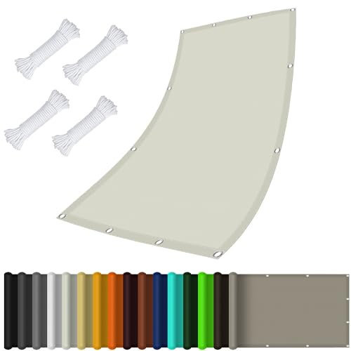 Vela Ombreggiante Tenda 5 x 5.5 m Impermeabile, Rettangolare Tenda a Vela Ombreggiante Telo con Occhielli 185gGSM Oxford per Giardino Esterno terrazza, Avorio