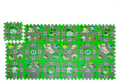 Relaxdays Tapis de Jeu Circuit, 18 pièces, sans Risque, Mousse EVA, pour Chambre d'enfant, 178,5 x 90 cm, Multicolore