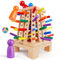Mystooy Montessori Spiel Brettspiel aus Holz, Pyramide Holzstäbchen Würfel Gesellschaftsspiele Spielzeug ab 3 4 5 Jahren, Kinder Spiele ab 3 4 5 6 + Jahren, Würfelspiele Familienspiel für 2-4 Spieler