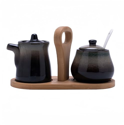 Dowbom Japanisches Sahne- und Zucker-Set für Kaffeebar - Milchkännchen, Zuckerdose, Sahnekännchen, Farbverlaufs-Kaffee-Servierset (D,3 Set), DB-TG-017