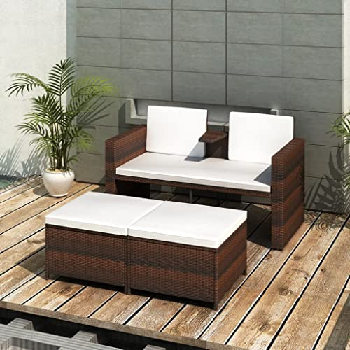 DYRJDJWIDHW gartenliege,liegestuhl Auflage,casaria relaxliege,4-TLG. Garten-Lounge-Set mit Auflagen Poly Rattan BraunGeeignet für Garten, Swimmingpool, Wohnzimmer, Terrasse