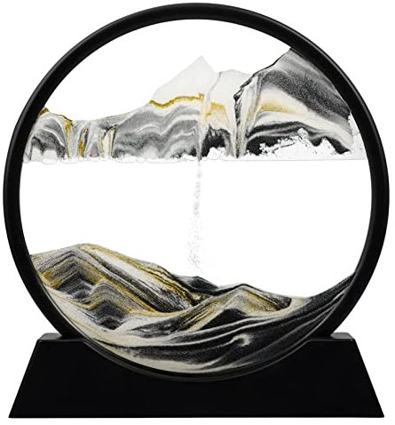 Sandlandschaft; 3D-Bewegungssandkunst, flüssige Bewegung, Malerei, Bücherregal, Schreibtisch, Tisch, Büro, Tischdekoration, Treibsand, Sanduhr, für Erwachsene, Herren, Bild, Tiefsee-Sandlandschaften