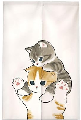 tür Vorhang 2x42.5x150cm Niedliche Katze Room Divider,Japanese Style Door Curtain Restaurant Entrance Hanging,Half Curtain Decorative Curtains,Küche Shop Tür Halber Vorhang