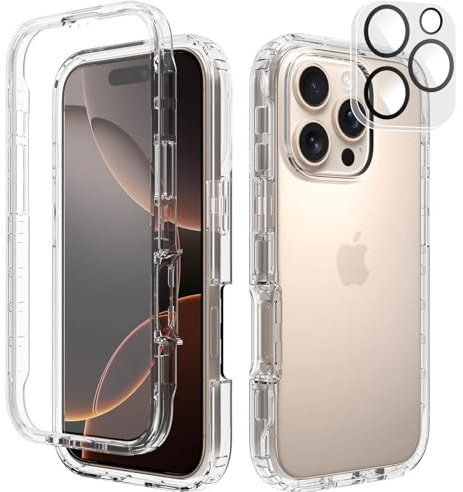 Leedia Kompatibel mit iPhone 16 Pro Max Hülle 360 Grad Handyhülle mit Eingebautem Displayschutz und Kamera Schutzfolie [9H HD] Stoßfest Schutzhülle Bumper für iPhone 16 Pro Max 6,9 Klar